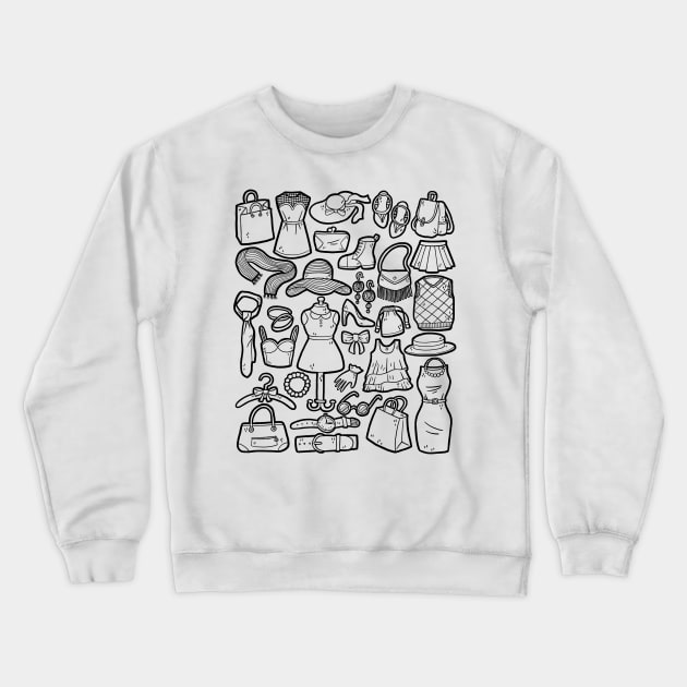 Boutique & Fashion Doodles Crewneck Sweatshirt by voidea